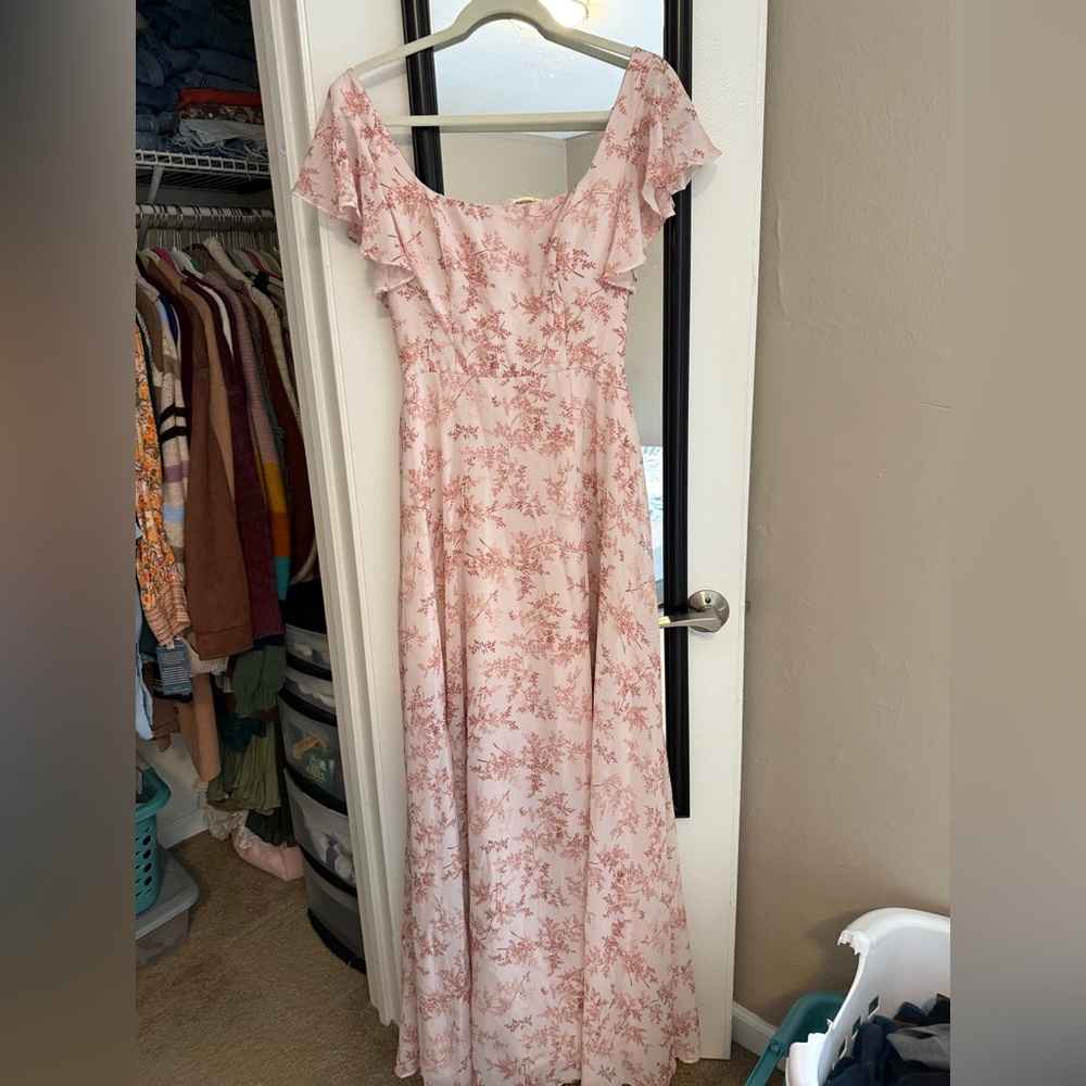 Azazie Floral Pink Maxi Dress